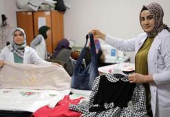 Eski kıyafetler kadınların elinde yeniden kullanılacak duruma getiriliyor