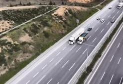 Sarıyer'de dronla takip edilen TIR'da kaçak tütün mamulleri ile çeşitli ürünler ele geçirildi