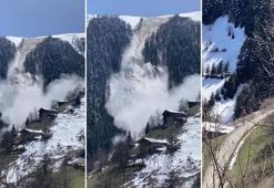 Trabzon’da çığ düşme anı kamerada