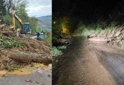 Trabzon'da heyelan; mahalle yolu ulaşıma kapandı