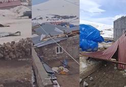 Kars'ta kuvvetli rüzgar çatıları uçurdu