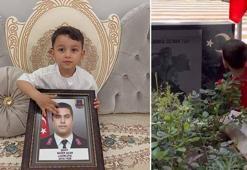 3 yaşındaki Sezer, adını aldığı şehit amcasının mezarını öpüp, suladı