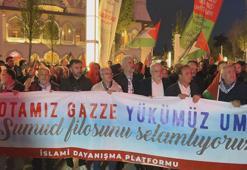 Sumud Filosu'na yönelik saldırıları protesto eden grup İsrail Konsolosluğu'na yürüdü