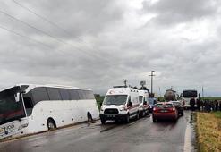 1 Mayıs kutlamalarına giden işçileri taşıyan otobüs yoldan çıktı; 1 yaralı