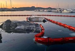 Bodrum'da marinadaki yangında batan 7 motoryatın enkazı kaldırıldı