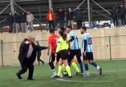 Orta hakemin yüzünden yumruklandığı maç tatil edildi; futbolcu gözaltına alındı