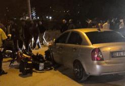 Otomobille motosiklet çarpıştı; 2 yaralı