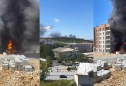 Arnavutköy'de şantiyede başlayan yangın inşaatın dış cephesine sıçradı
