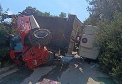 Bodrum'da iş makinesi taşıyan kamyon devrildi: 3 yaralı