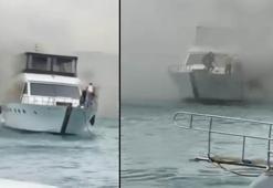 Bebek sahilinde tur teknesinde çıkan yangın söndürüldü