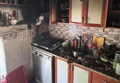 Elektrikli ocaktan çıkan yangın, mutfak eşyaları kullanılamaz hale getirdi