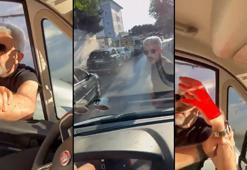 Ümraniye'de servis şoförü ile otomobil sürücüsü arasındaki kavga kamerada