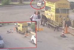Yolda yürürken başına sineklik düşen kadın yaralandı; o anlar kamerada