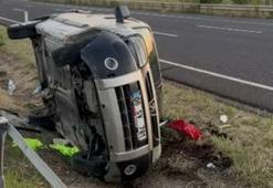 Ankara'da otomobil, refüje çarpıp takla attı: 2 yaralı