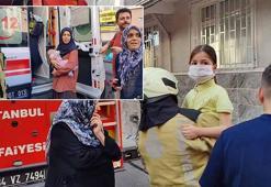 Gaziosmanpaşa'da yangında kurtarıldı; merak ettiği kardeşleriyle ambulansta buluşturuldu