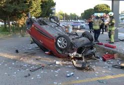 Kartal’da takla atan otomobilin sürücüsü yaralandı