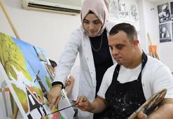 Down sendromlu İbrahim'in karate ve resim sevgisi