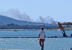 Cunda'da makilik alanda çıkan yangın ormanı yaktı