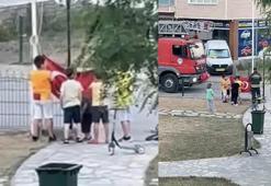 Düşen Türk bayrağına çocuklar sahip çıktı