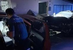 Otomobiliyle, park halindeki otomobile ve motosiklete çarptı; kaza anı kamerada