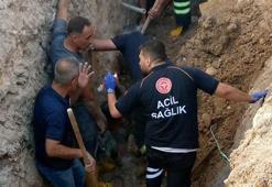 Göçük altında kalan işçiyi itfaiye ekipleri çıkardı