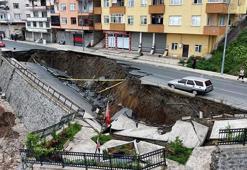 Rize'de yurt inşaatının kazısında istinat duvarı ve yol çöktü: 3 bina tahliye edildi