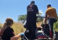 Yaylada düşerek yaralanan kişi patpatla ambulansa taşındı