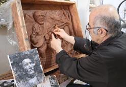 Emekli resim öğretmeninden topluma mesaj veren rölyefler