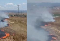 Silivri'de iki farklı otluk alanda çıkan yangında 300 dönüm arazi zarar gördü