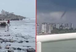 Adana'da sağanak ve hortum; yasağa rağmen denizde yüzmeye devam ettiler
