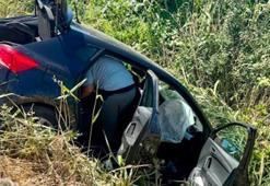 Bursa’da otomobil sulama kanalına devrildi; 1’i çocuk, 6 yaralı