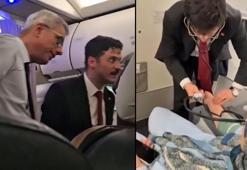Bakan Memişoğlu, uçakta rahatsızlanan yolcuya müdahale etti
