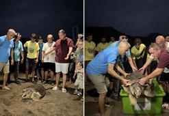 Tedavi edilen yaralı deniz kaplumbağası Kaan-19, 1 yıl sonra doğal yaşam ortamına bırakıldı