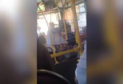 Halk otobüsünde yumruklu kavga kamerada