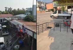 Patrondan çatıda güneş altında çalışan işçilere dronla soğuk içecek servisi