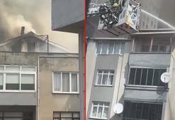 Kağıthane’de 4 katlı binanın çatısı alev alev yandı