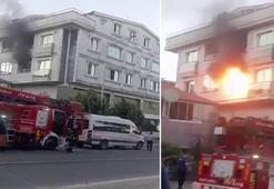 Yangın sırasında dairedeki patlama kamerada