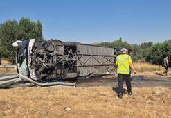 Yolcu otobüsü devrildi: 22 yaralı