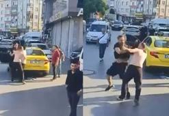 Zeytinburnu'nda taksiciler arasında yumruklu kavga kamerada
