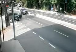 Pendik'te yayayı fark edip manevra yaptı; vurduğu çöp konteyneri dede ve torununa çarptı