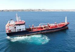 Silivri açıklarında kazaya karışan ALSU isimli gemi havadan görüntülendi