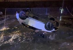 Ümraniye’de otomobil şarampole devrildi: 1 ölü