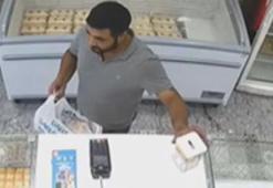 Esenler’de tatlıcı dükkanından sadaka kutusunu çalan şüpheli kamerada