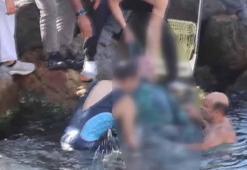 Üsküdar'da zıpkınla balık avlayan kişi boğulma tehlikesi geçirdi