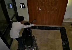 Motosikleti sürükleyerek çaldı; o anlar kamerada