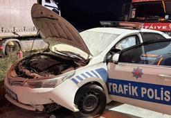 Radar görevi yapan polis aracına çarpan TIR'ın sürücüsü ağır yaralandı