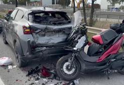 Tuzla TEM Otoyolu’nda emniyet şeridinde duran otomobile çarpan motosikletli polis yaralandı