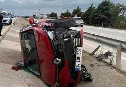 Bursa'da otomobil yol kenarındaki kanala düştü : 1 yaralı