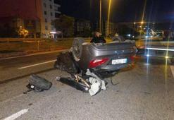 Kamyonetle çarpışan otomobil takla attı: 1'i ağır, 3 yaralı