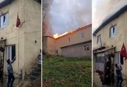 Yüksekova’da okuldaki yangında köylüler, gönderdeki Türk bayrağını indirip muhafaza altına aldı